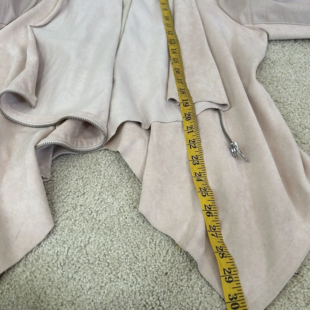 Blank NYC Mixed Media Faux Leather Draped Open Front Cardigan Jacket Size Large - Picture 8 of 8